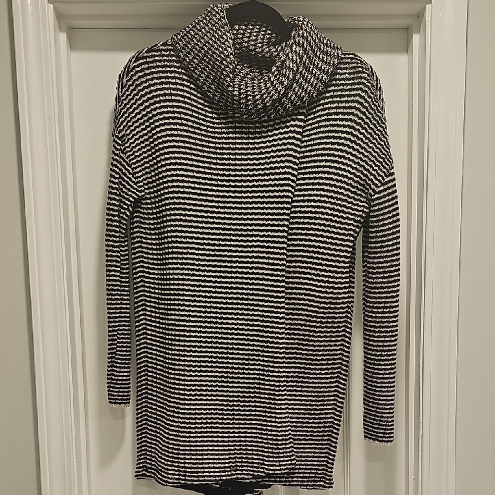 Black and White Cowl Neck Sweater